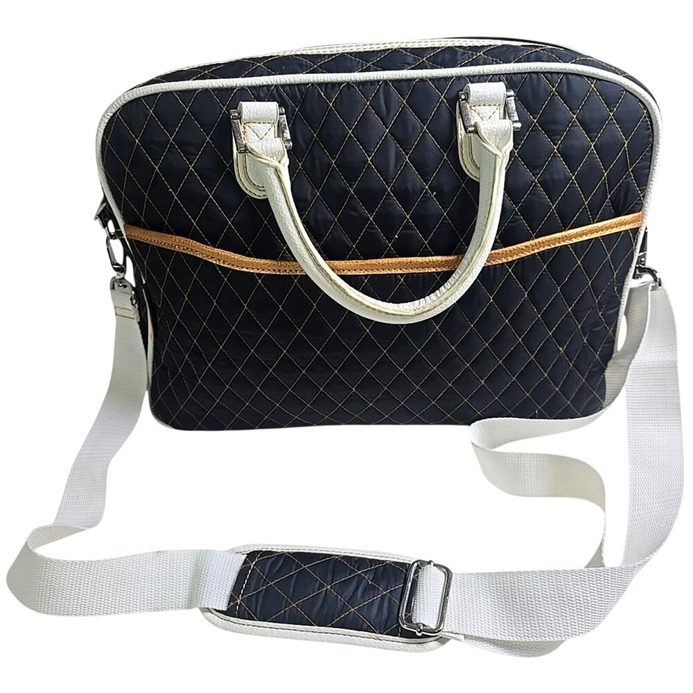 PEGASUS Carry On Handbag Quilted Black Structured Travel Bag Organizer Pockets